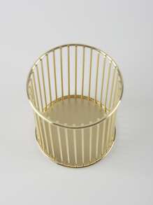 1pc Solid Color Hollow Pen Holder - Gold - View 3