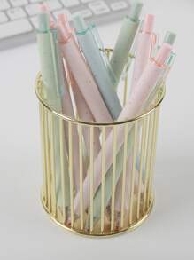 1pc Solid Color Hollow Pen Holder - Gold - View 4