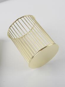 1pc Solid Color Hollow Pen Holder - Gold - View 5