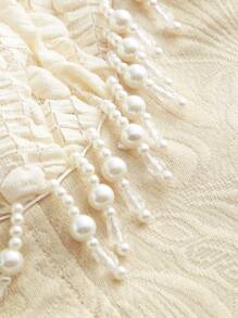 SHEIN MOD 流蘇邊吊帶短上衣 - 米色 - 查看 4