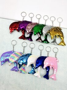 12pcs Sequin Dolphin Charm Keychain - Multicolor - View 2