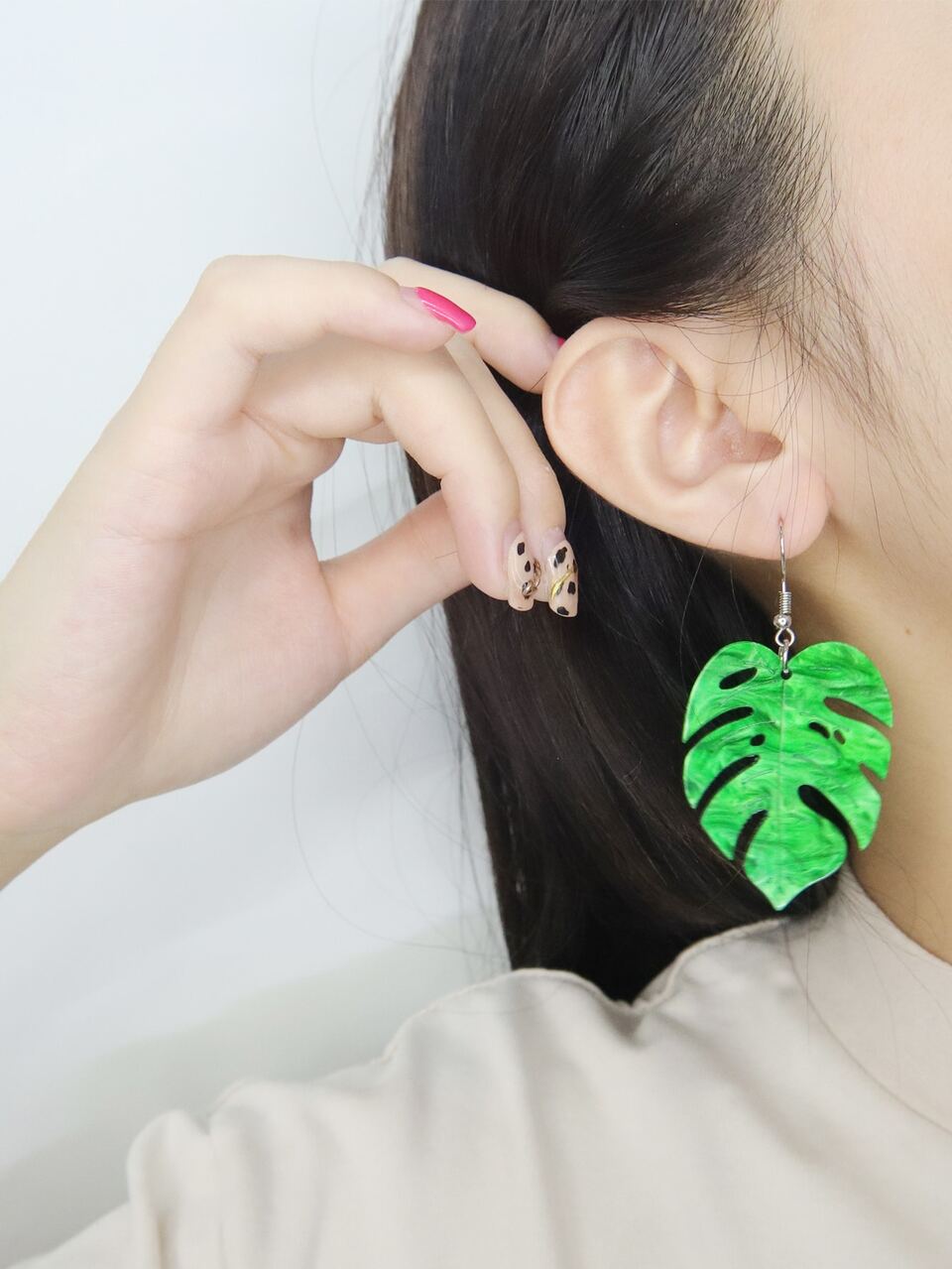 Tropical Leaf Drop Earrings