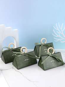 Hộp quà tặng đồ họa chữ cái 10 cái/bộ, hộp quà tặng trang trí nơ tay cầm hiện đại cho bữa tiệc, ngày lễ tình nhân - Màu xanh lá cây đậm - Xem 1