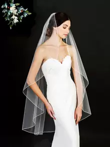 Mạng che mặt cô dâu tương phản cho mùa thu dành cho phụ nữ - trắng - Xem 1