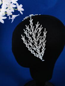1pc Style Bridal Party Hair Accessories Crystal Rhinestone Headband With Twig Decor Royal Tiaras Snowflake Valentine's Day Accessories - Silver - View 3