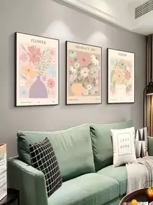 3 cái Hoa Mẫu Tranh không khung - Nhiều màu - Xem 1