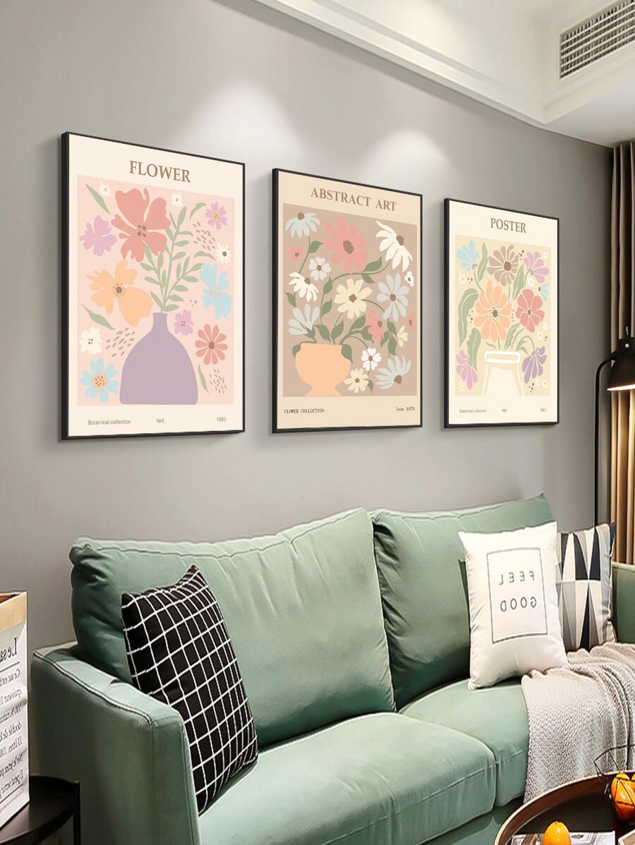 3 cái Hoa Mẫu Tranh không khung - Nhiều màu - Xem 1