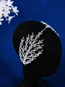 1pc Style Bridal Party Hair Accessories Crystal Rhinestone Headband With Twig Decor Royal Tiaras Snowflake Valentine's Day Accessories - Silver - View 5