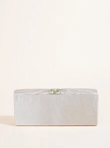 Bolso cuadrado plisado con decoración de diamantes de imitación de satén, monedero de novia perfecto para bodas, bailes y eventos de fiesta