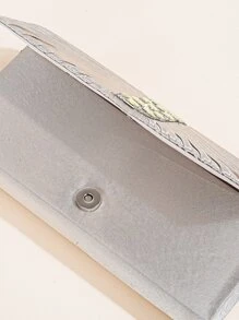 Bolso cuadrado plisado con decoración de diamantes de imitación de satén, monedero de novia perfecto para bodas, bailes y eventos de fiesta