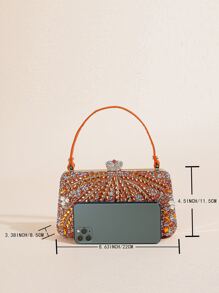 Mini Bolso De Mano Rígido Con Decoración De Diamantes De Imitación Para Fiesta De Noche - Multicolor - Ver 3