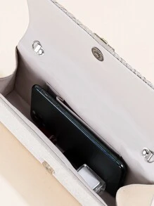 Bolso cuadrado plisado con decoración de diamantes de imitación de satén, monedero de novia perfecto para bodas, bailes y eventos de fiesta