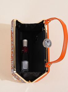 Mini Bolso De Mano Rígido Con Decoración De Diamantes De Imitación Para Fiesta De Noche - Multicolor - Ver 4