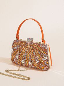 Mini Bolso De Mano Rígido Con Decoración De Diamantes De Imitación Para Fiesta De Noche - Multicolor - Ver 2
