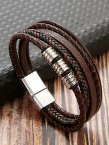 Fashionable and Popular Men Braided Detail Bracelet PU for Jewelry Gift and for a Stylish Look