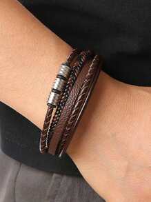 Fashionable and Popular Men Braided Detail Bracelet PU for Jewelry Gift and for a Stylish Look