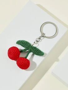 Drăguț nou lucrat manual tricotat simulare fructe cireșe breloc geantă decorare pandantiv pentru femei, cireșe roșii breloc auto accesorii geantă farmec școală desene animate fructe gotic y2k