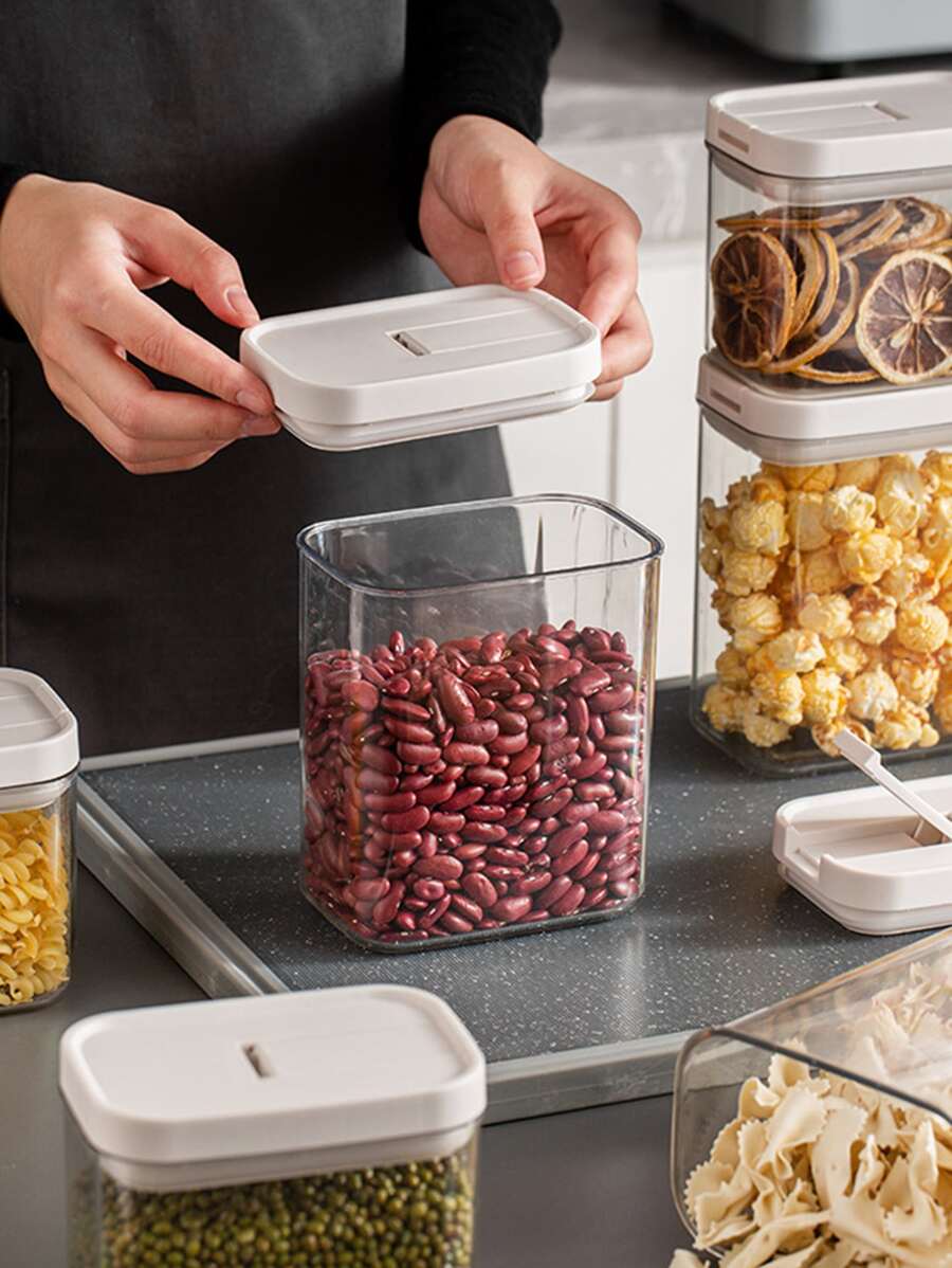 1pc Clear Food Storage Box - White - View 1