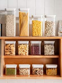 1pc Clear Food Storage Box - White - View 3