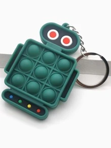 1pc Silicone Robot Shaped Press & Decompression Keychain - Dark Green - View 3