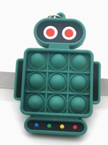 1pc Silicone Robot Shaped Press & Decompression Keychain - Dark Green - View 4