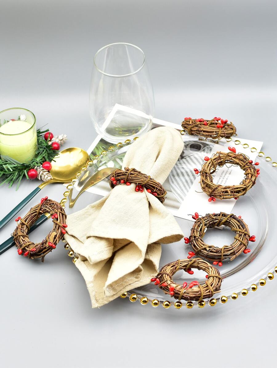 4pcs Wreath Decor Napkin Ring - Multicolor - View 1