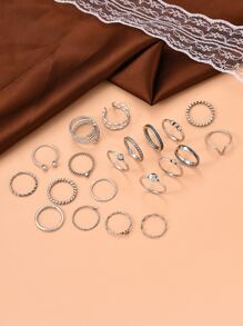 20 cái Rhinestone & Heart Decor Ring - Màu Bạc Cổ - Xem 2