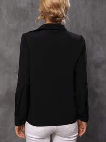 Pearl Twist Front Blouse - Black - View 2