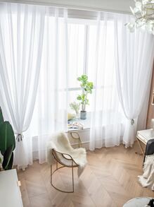 Solid Single Panel Sheer Curtain - White - View 2