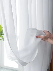 Solid Single Panel Sheer Curtain - White - View 4