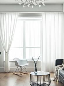 Cortina transparente panel única liso - Blanco - Ver 2