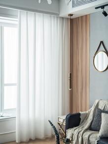 Cortina transparente panel única liso - Blanco - Ver 5