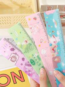 1 pieza Regla con gráfico de dibujos animados aleatorio - Multicolor - Ver 1