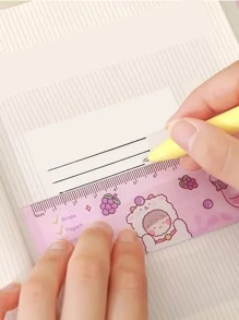 1 pieza Regla con gráfico de dibujos animados aleatorio - Multicolor - Ver 4