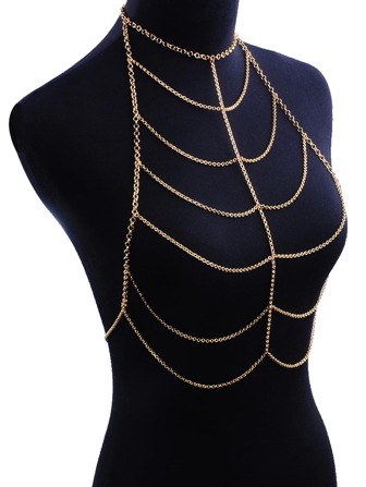 1 件金色身体链、性感胸链、沙滩珠宝