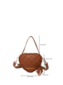 迷你字母圖案衍縫愛心設計異形包 - 棕色 - 查看 6