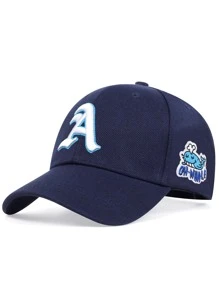 Men Whale & Letter Embroidered Baseball Cap Street - Navy Blue - View 1