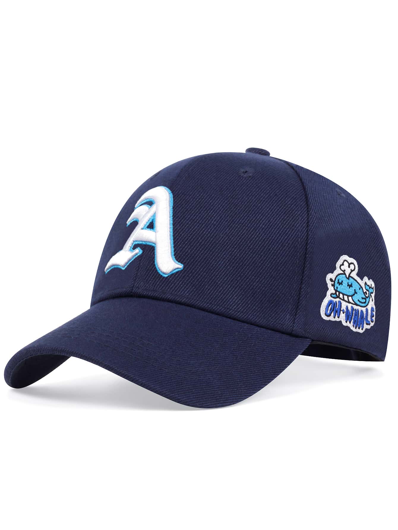 Men Whale & Letter Embroidered Baseball Cap Street - Navy Blue - View 1