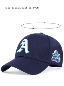 Men Whale & Letter Embroidered Baseball Cap Street - Navy Blue - View 3