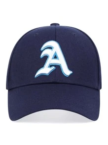 Men Whale & Letter Embroidered Baseball Cap Street - Navy Blue - View 4