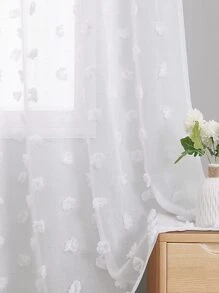 貼花花單片透視窗簾 - 白色 - 查看 6
