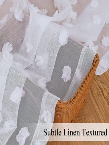 貼花花單片透視窗簾 - 白色 - 查看 8