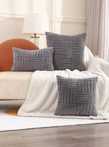 Miater 1pc Geometric Pattern Plush Embossed Pillowcase