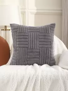 Miater 1pc Geometric Pattern Plush Embossed Pillowcase