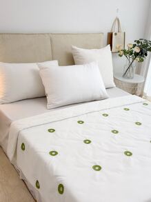 Kiwifruit Embroidered Bedspread - White - View 1