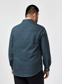 Manfinity 男士條紋印花襯衫 - 墨綠色 - 查看 2