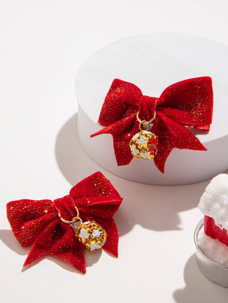 2 cái Phụ nữ bóng trang trí nơ thiết kế kẹp tóc thời trang, để trang trí - Nhiều màu - Xem 1