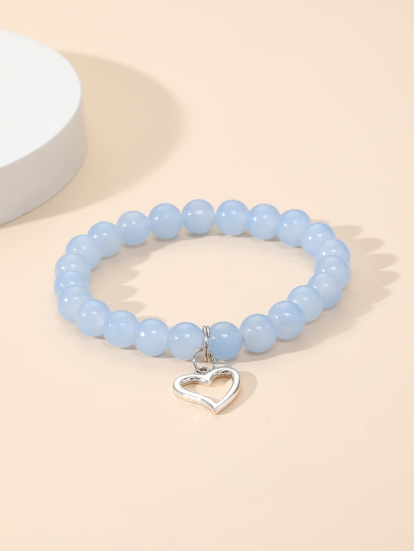愛心掛飾串珠手鏈 - 藍色 - 查看 1
