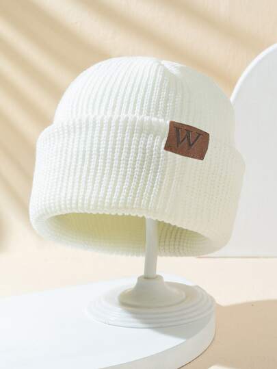Men Letter Patch Decor Beanie Casual Fall Outfit