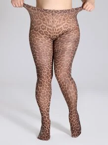 Leopard Print Plus Size Tights - Multicolor - View 1